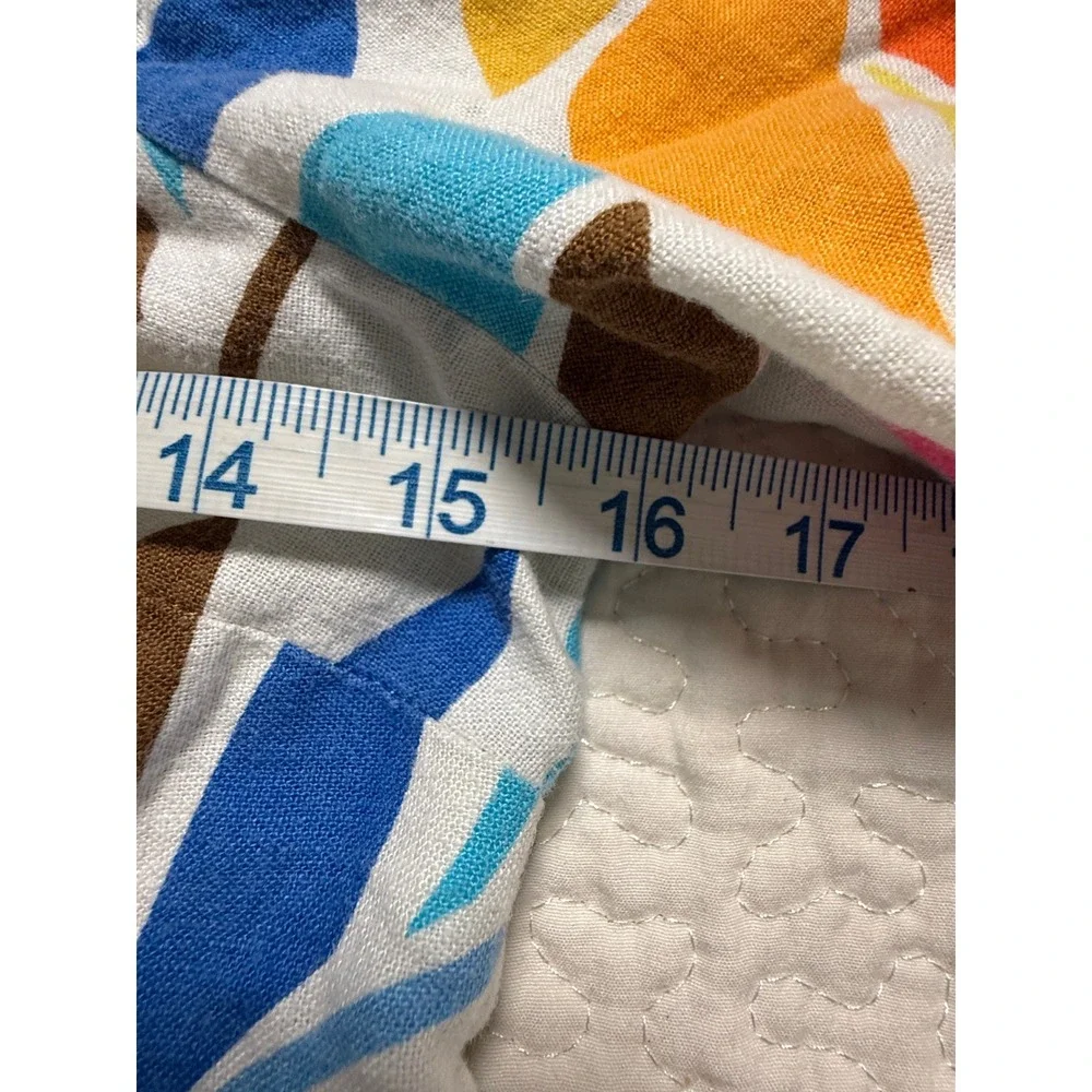 Tabitha Brown for Target Dress SZ Medium Multicolor Leaf Print Linen Puff Sleeve